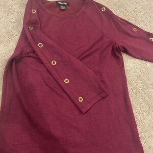 Bobeau Maroon Blouse with Gold Details